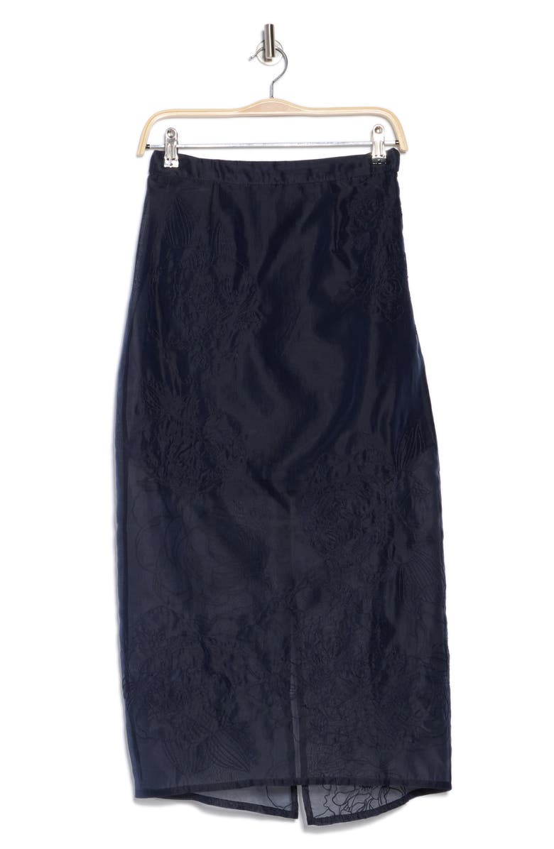 Cinq à Sept Etta Floral Embroidered Maxi Skirt, Alternate, color, Navy