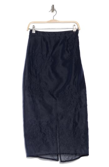 Shop Cinq À Sept Etta Floral Embroidered Maxi Skirt In Navy