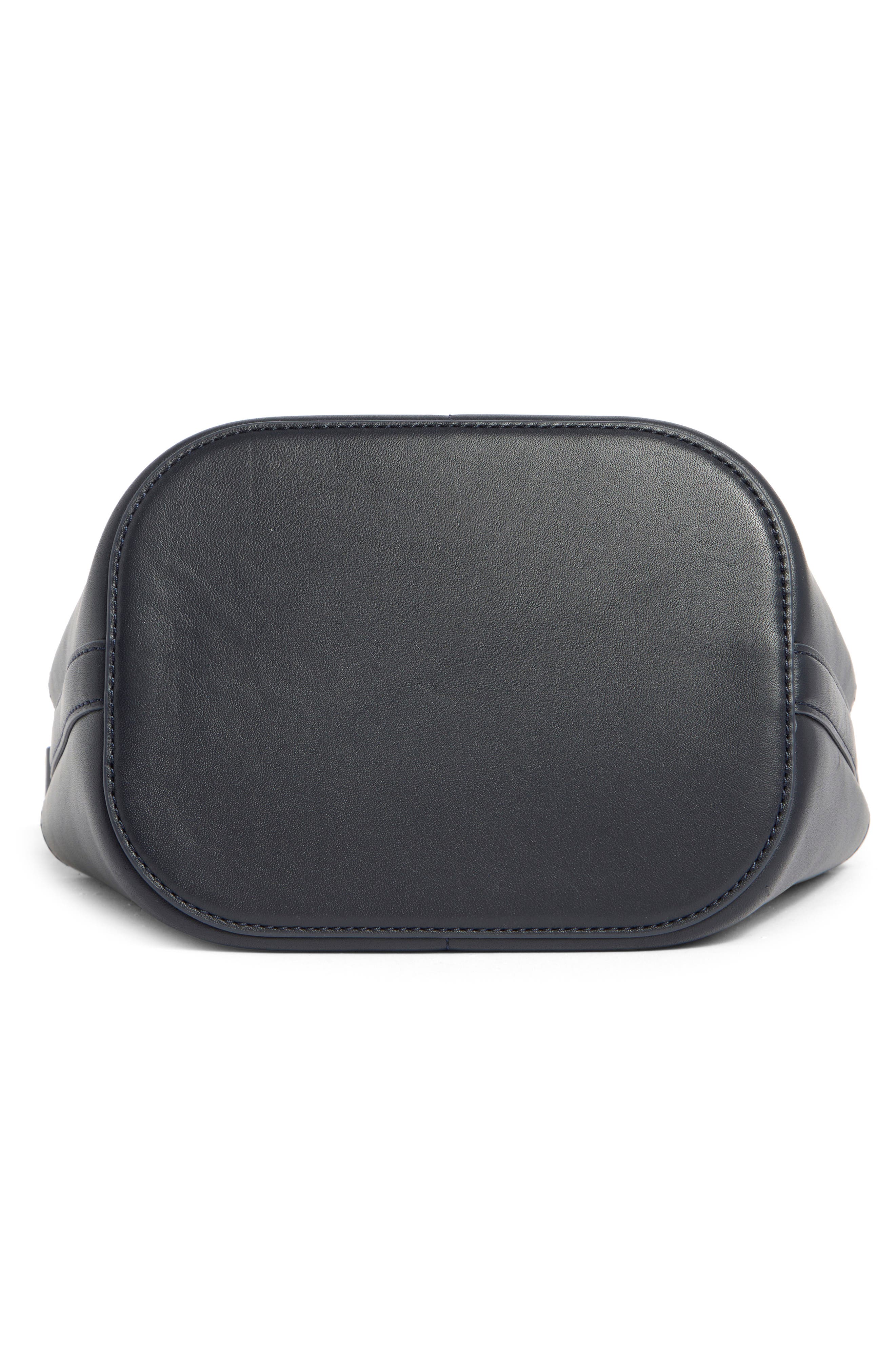 Veronica Beard The Small Crest Lock Leather Bucket Bag, Alternate, color, Navy