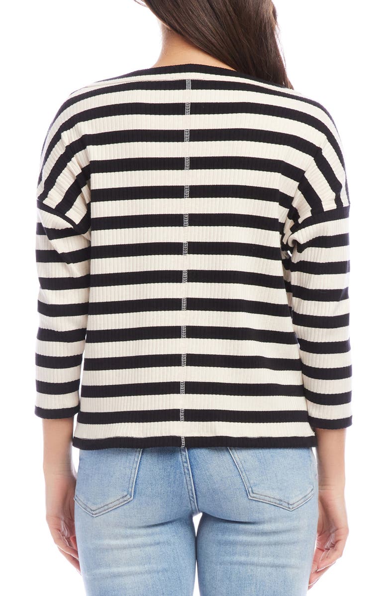 Karen Kane Stripe Rib Stretch Cotton Top, Alternate, color,