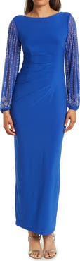 Marina Beaded Long Sleeve Maxi Gown