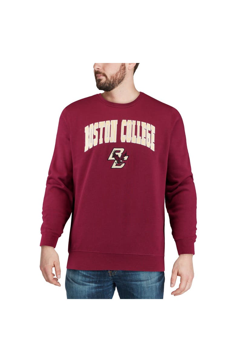 COLOSSEUM Men's Colosseum Maroon Boston College Eagles Arch & Logo Crew Neck Sweatshirt, Alternate, color, Maroon