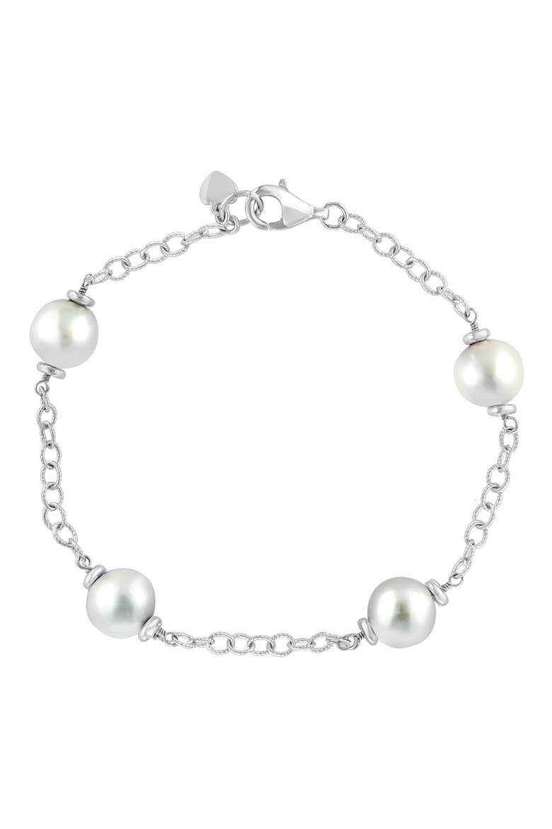 Freshwater Pearl Station Bracelet, Main, color, WHITE