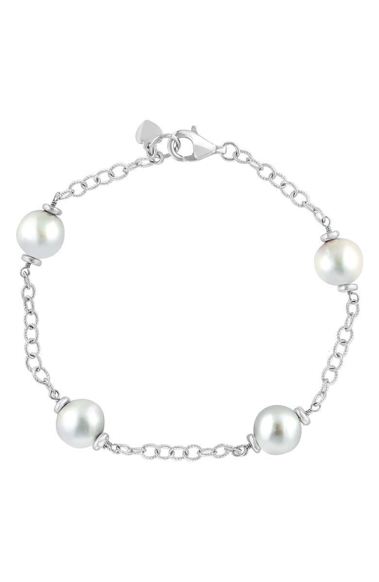 EFFY Freshwater Pearl Station Bracelet, Main, color, White