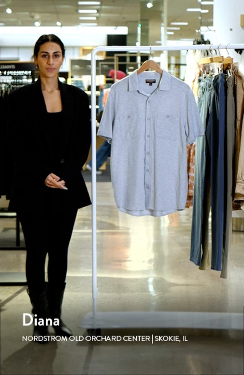 Short Sleeve Slub Knit Button-Up Shirt, sales video thumbnail