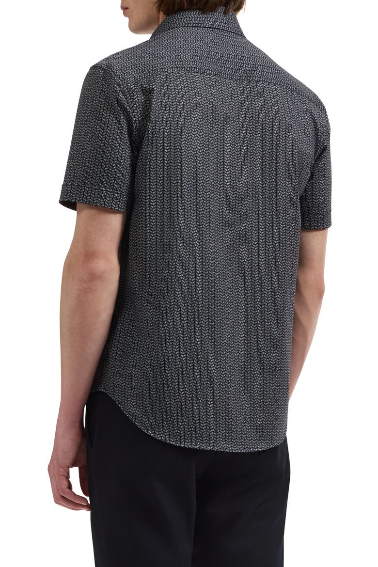 Miles OoohCotton Geometric Short Sleeve Button-Up Shirt, Alternate, color, BLACK