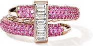John Hardy Artisan Series 18k Rose Gold Pink Sapphire & Diamond Spear Ring