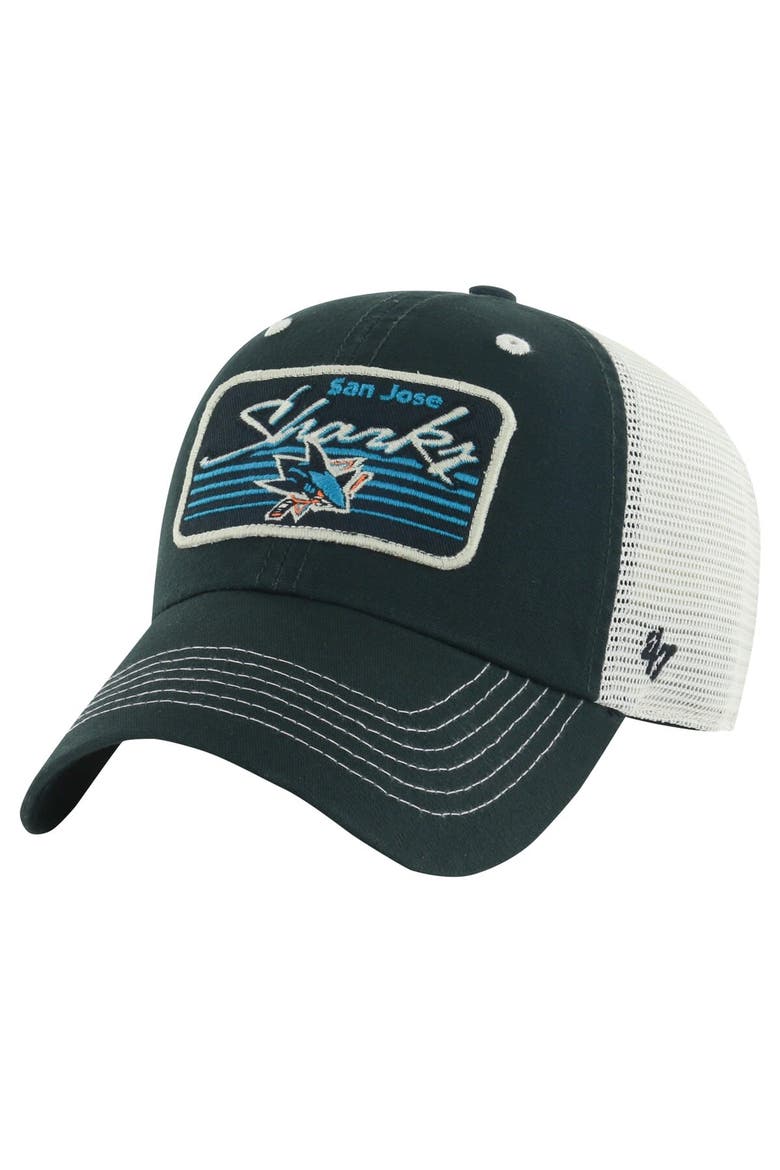 Men's '47  Black San Jose Sharks Five Point Patch Clean Up Adjustable Hat, Main, color, Black