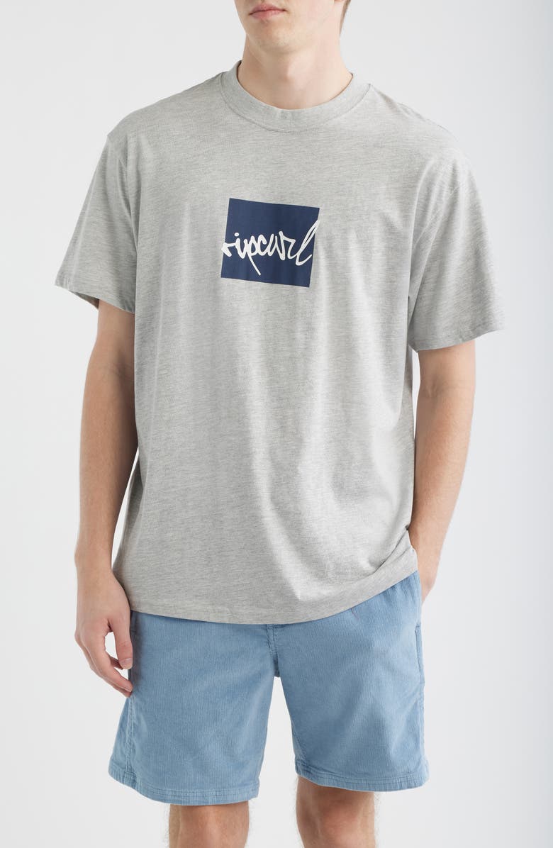 Rip Curl Rip Script Icon Organic Cotton Graphic T-Shirt, Main, color, Grey Marle