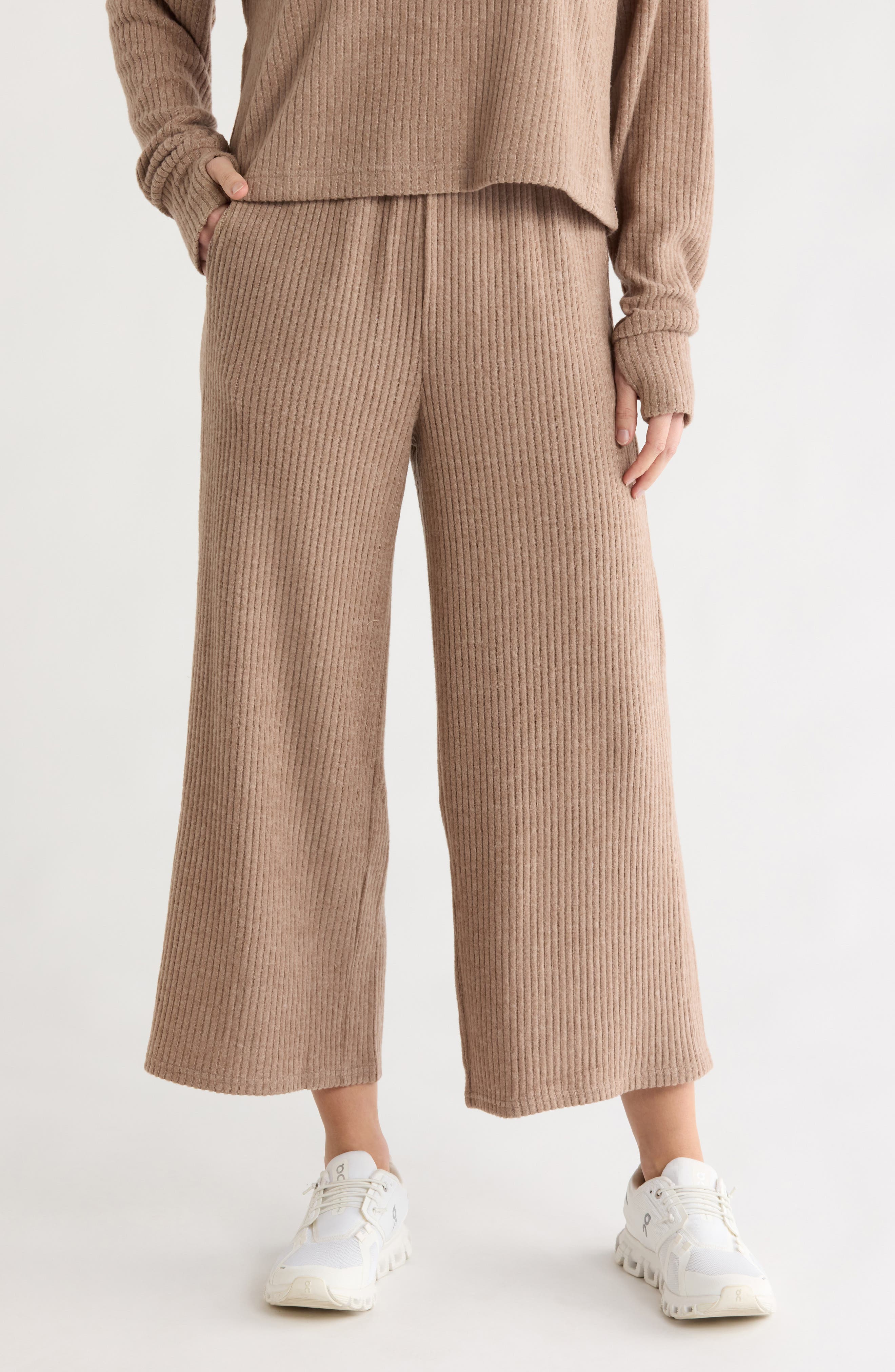 90 DEGREE BY REFLEX SwiftStride Rib Knit Wide Leg Pants