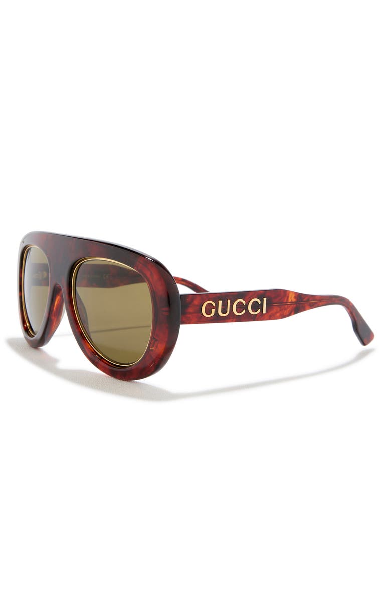 Gucci 54mm Pilot Sunglasses, Alternate, color, Havana Havana Green