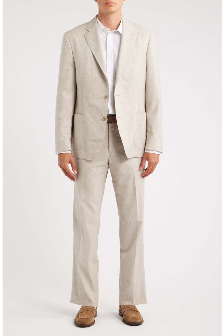 Icon Relaxed Fit Tan Microcheck Wool Suit, Main, color, CREAM/ GREY