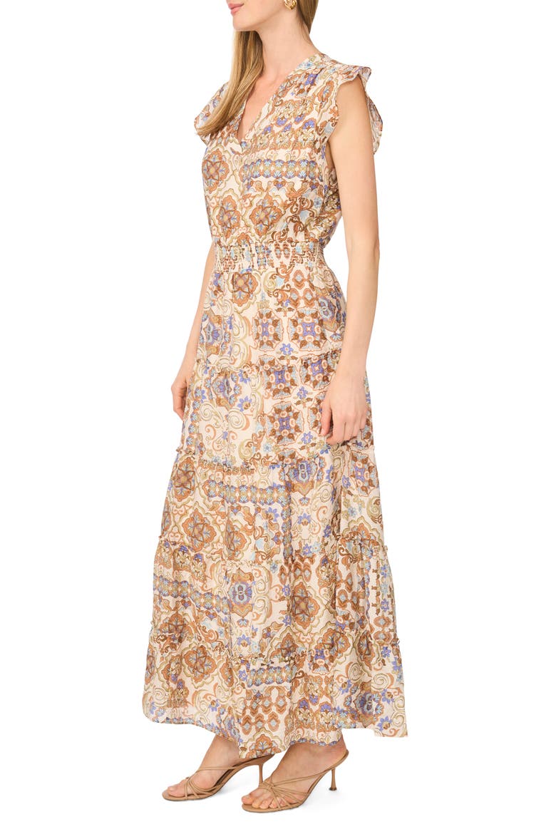 V-Neck Tiered Maxi Dress, Alternate, color, EMPERADOR