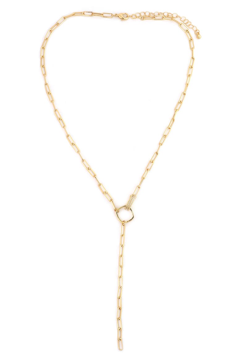 Square Accent Link Y-Necklace, Main, color, GOLD