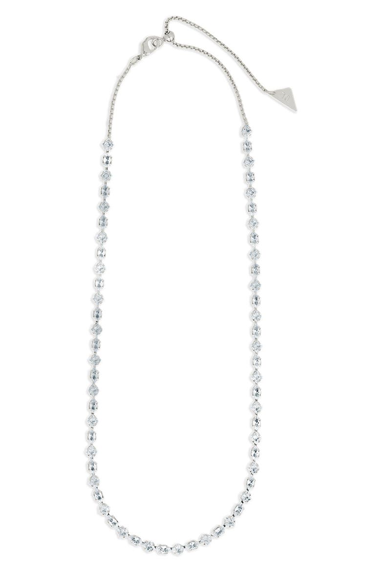 Geo Cubic Zirconia Tennis Necklace, Alternate, color, SILVER