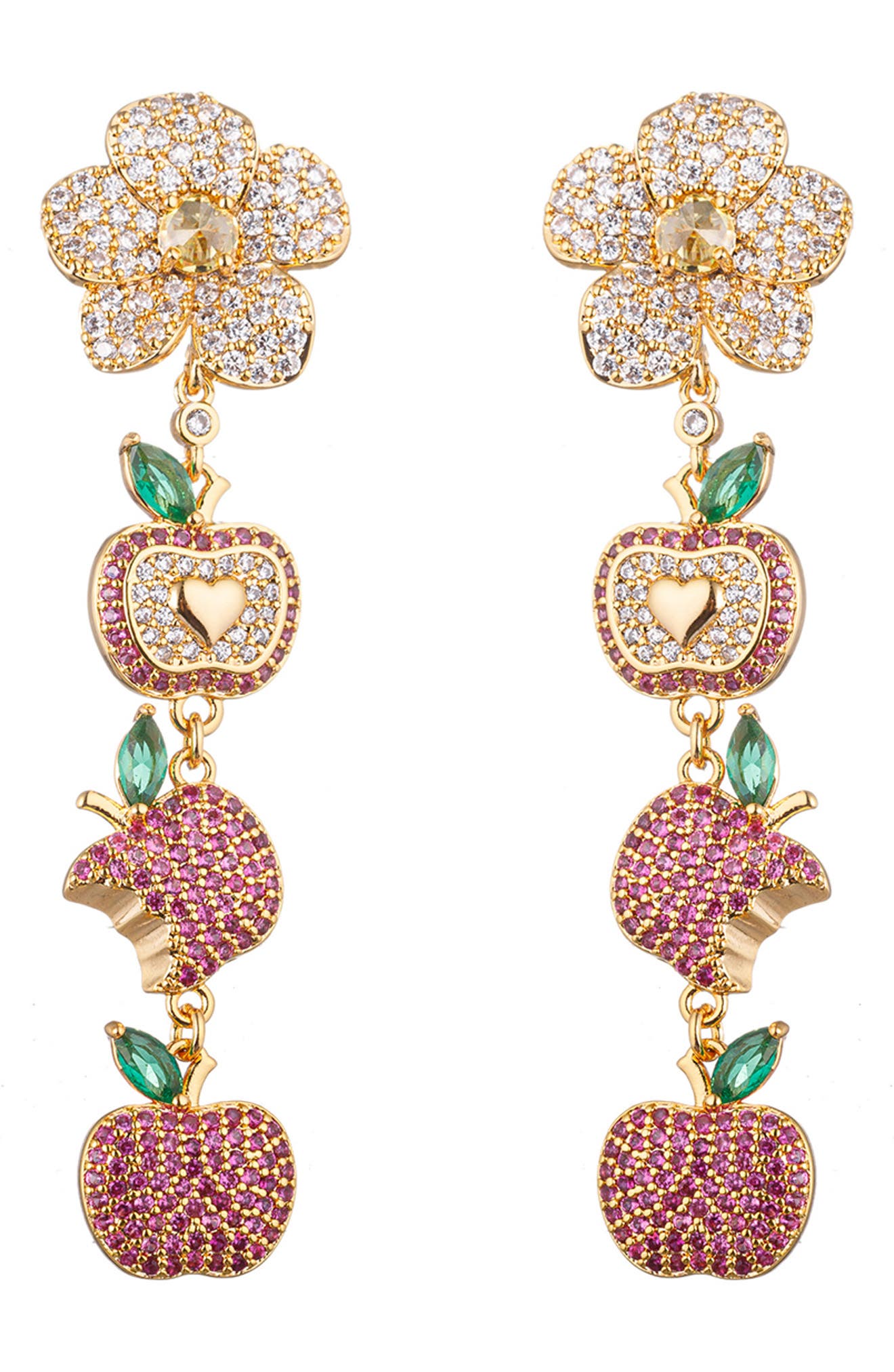 EYE CANDY LOS ANGELES Apple Cubic Zirconia Linear Drop Earrings