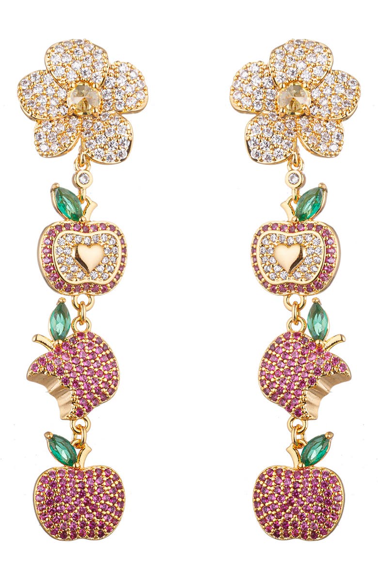 EYE CANDY LOS ANGELES Apple Cubic Zirconia Linear Drop Earrings, Main, color, 