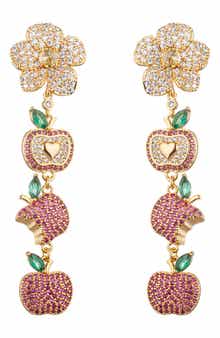 EYE CANDY LOS ANGELES Apple Cubic Zirconia Linear Drop Earrings