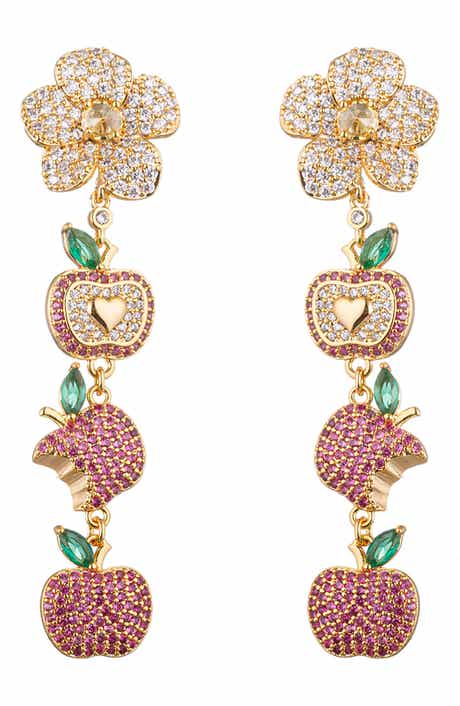 EYE CANDY LOS ANGELES Apple Cubic Zirconia Linear Drop Earrings