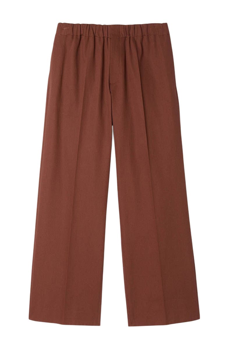 SANDRO Elasticated wide-leg cotton trousers, Alternate, color, Terra