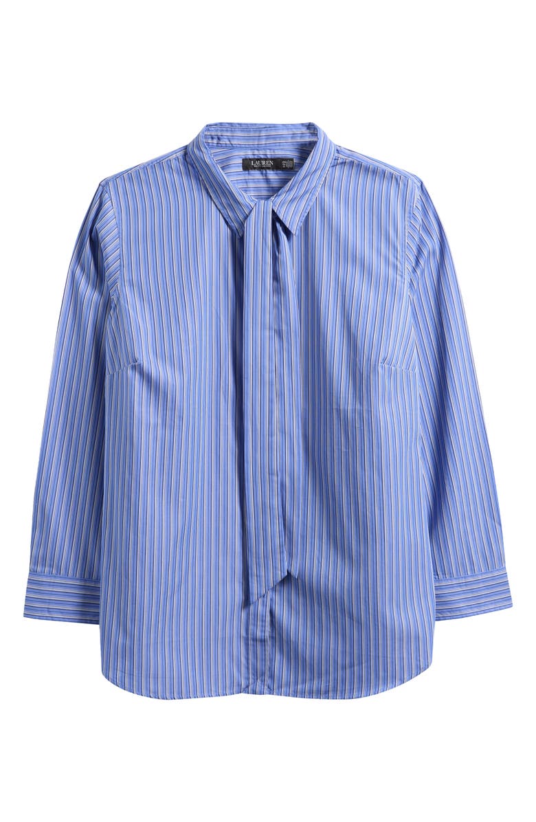 Lauren Ralph Lauren Stripe Cotton Button-Up Shirt with Removable Tie, Main, color, Blue Multi