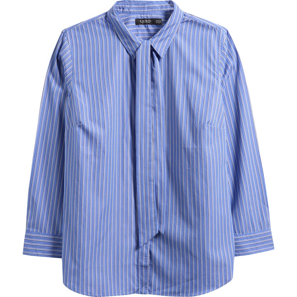 Ralph Lauren Lauren Stripe Cotton Button-up Shirt With Removable Tie In Multi