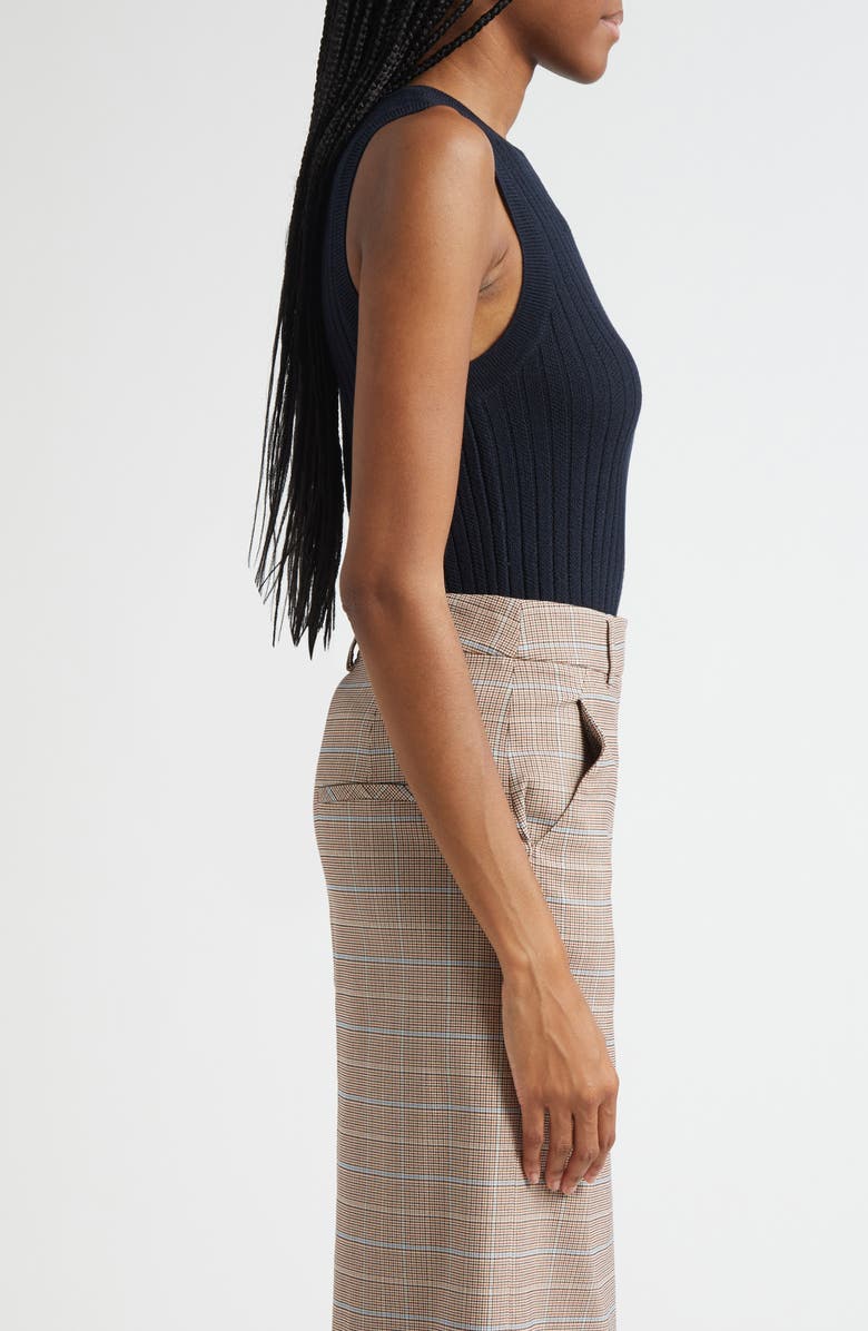 Veronica Beard Jerrel Rib Merino Wool Tank, Alternate, color, Navy