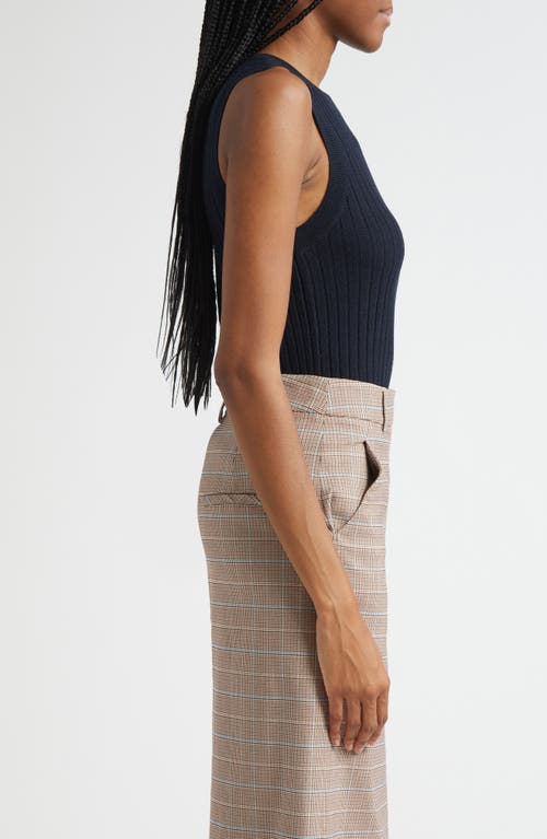 Veronica Beard Jerrel Rib Merino Wool Tank In Navy