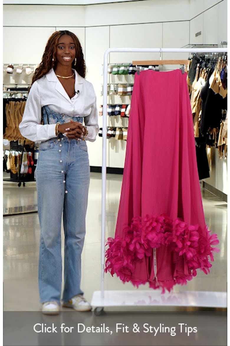 Women's Chiffon Strapless High Low Feather Hem Gown video