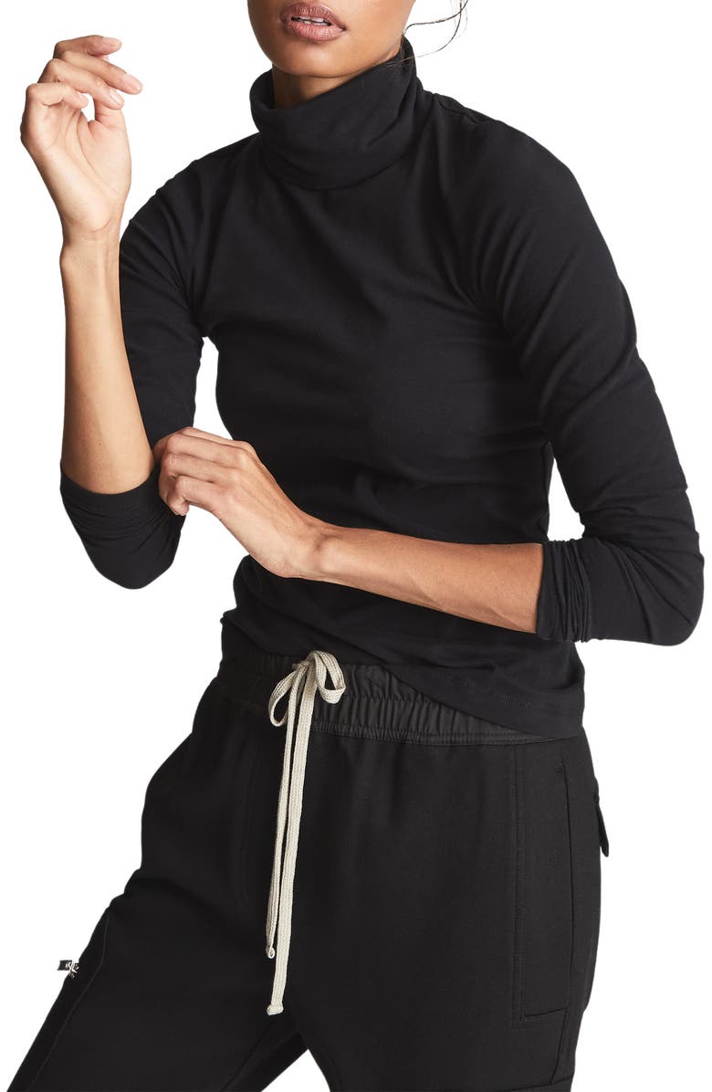 Reiss Pheobe Organic Cotton Blend Turtleneck Top, Main, color, 