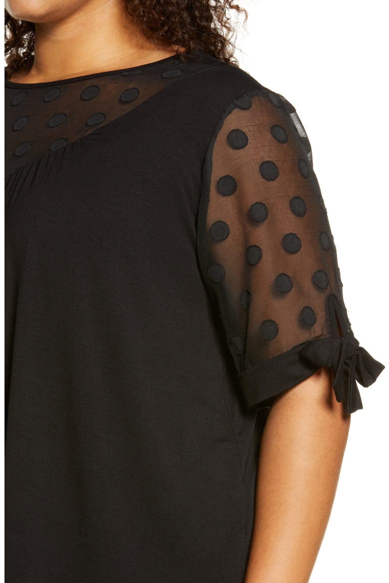 Dot Chiffon Top, Alternate, color, BLACK