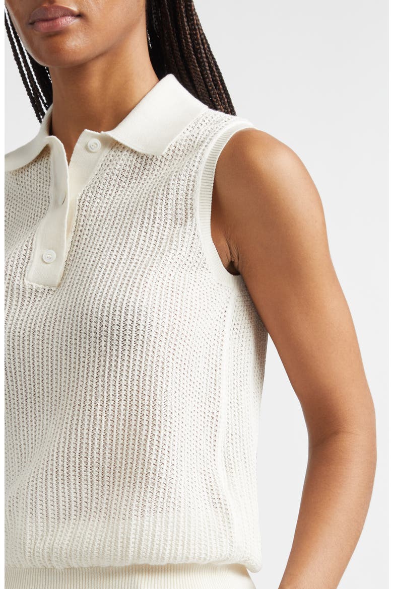 Sleeveless Open Stitch Polo, Alternate, color, IVORY