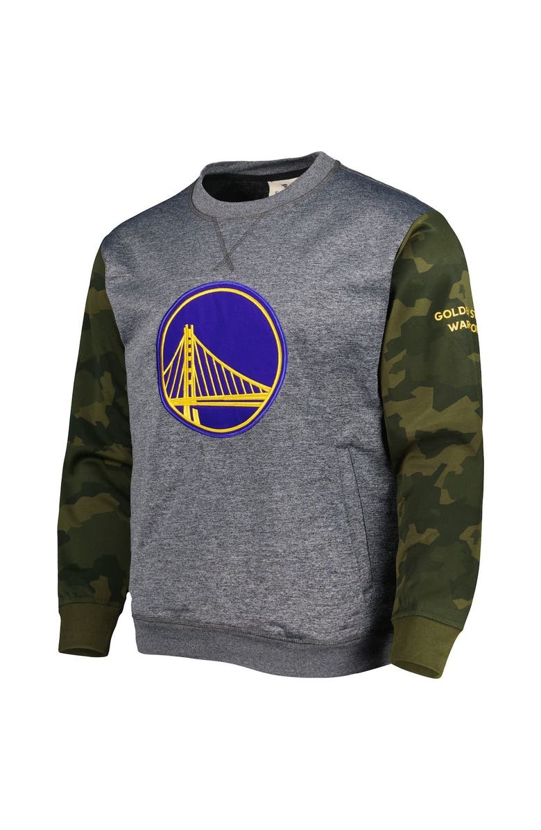FANATICS Men's Fanatics Branded Heather Charcoal Golden State Warriors Camo Stitched Sweatshirt, Alternate, color,