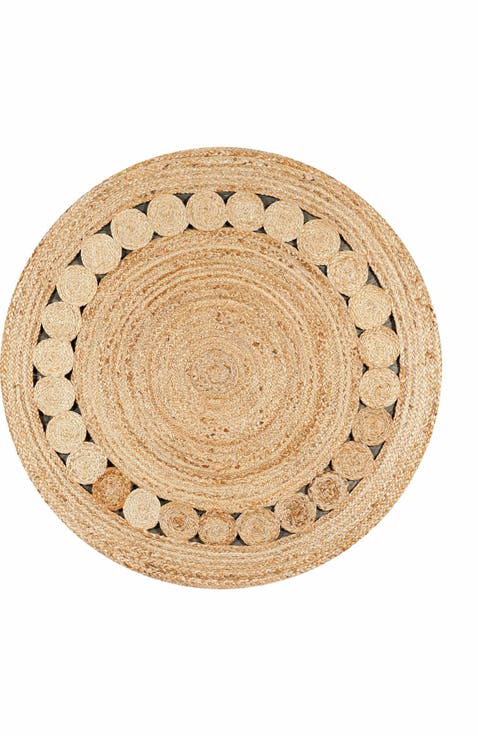 Dahlia Round Natural Jute Boho Circle Natural Round Area Rug