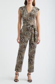AK ANNE KLEIN Extended Shoulder Straight Leg Jumpsuit