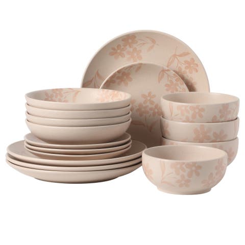 Admiral Hall 16-Piece Floral Stoneware Dinnerware Set