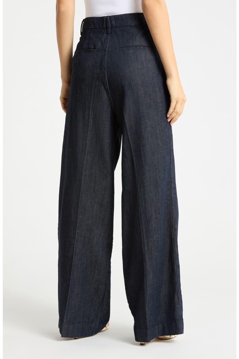 Pleated High Waist Wide Leg Pants, Alternate, color, INDIGO1187