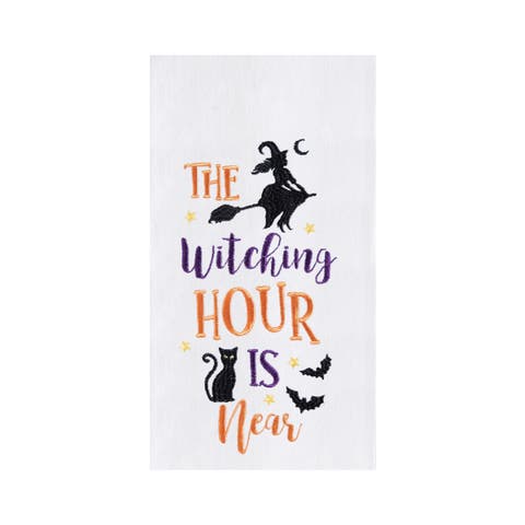 The Witching Hour Halloween Cotton Embroidered Flour Sack Kitchen Towel