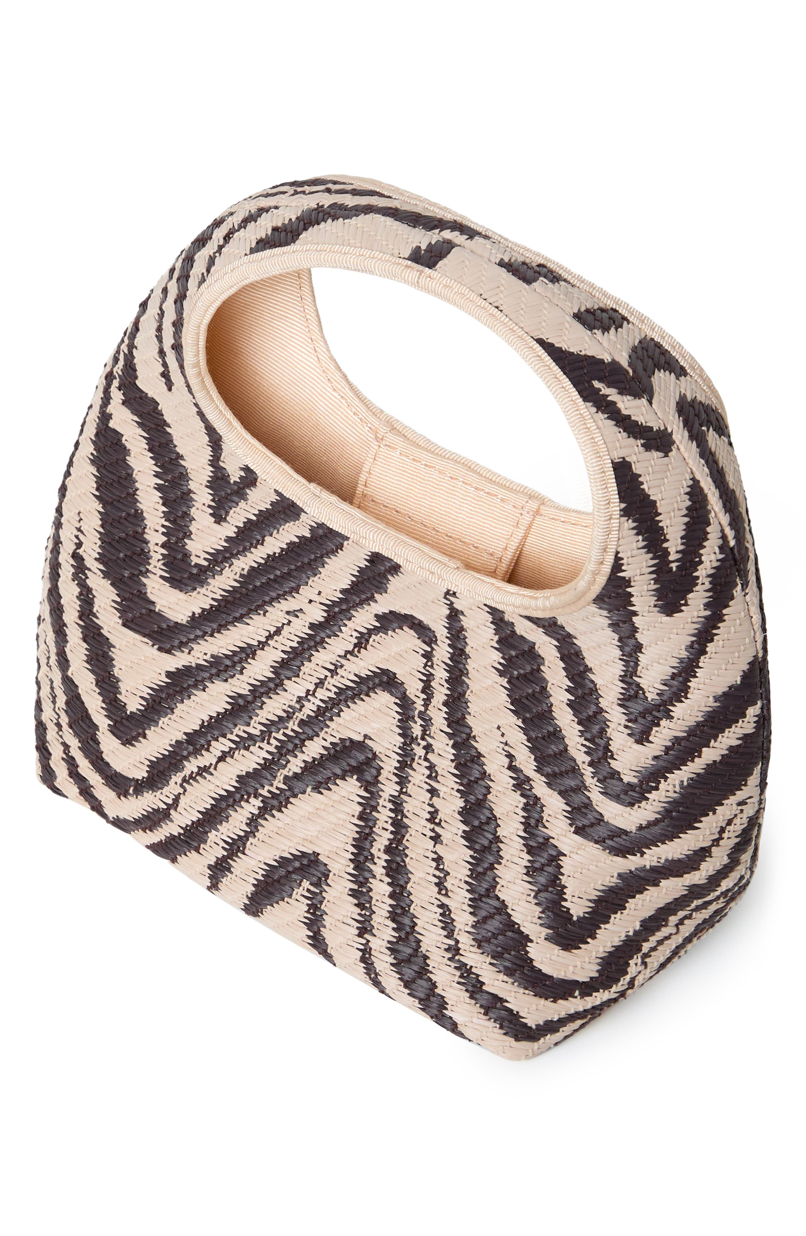Loeffler Randall Kenzie Woven Raffia Top Handle Bag, Alternate, color, Vintage Zebra