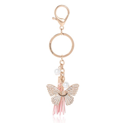 Butterfly Charm Keychain with Pearls