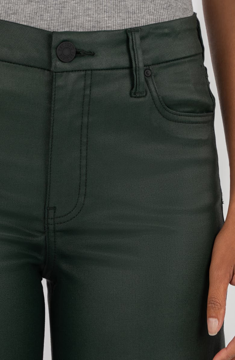 KUT from the Kloth Meg Coated High Waist Wide Leg Ankle Jeans, Alternate, color, Forest