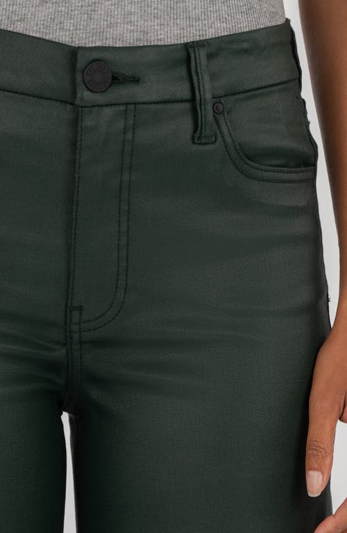 Kut From The Kloth Meg Coated High Waist Wide Leg Jeans In Green