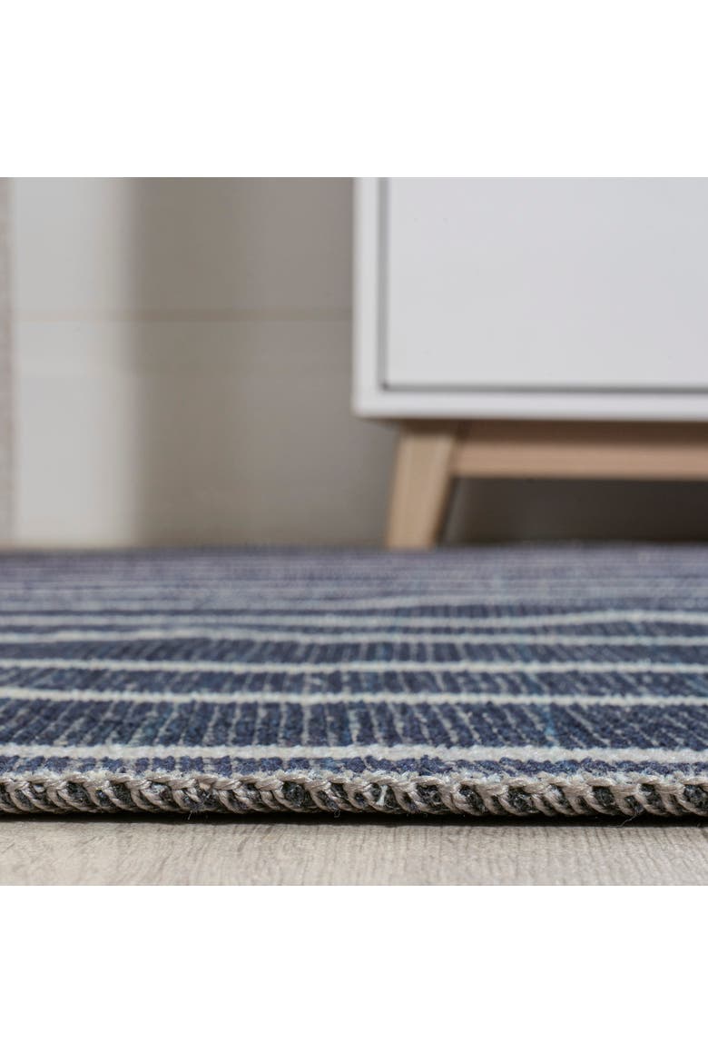 Rand Distressed Ticking Stripe Machine-Washable Area  Rug, Alternate, color, Navy/Gray