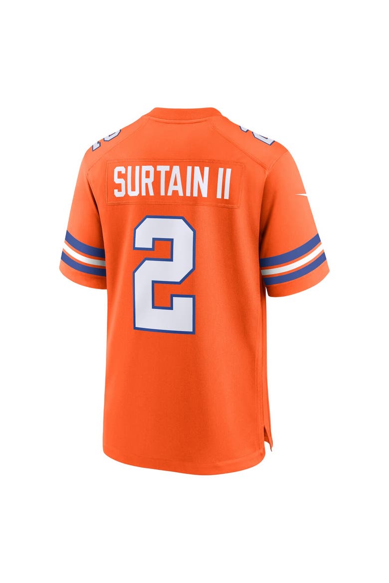 Men's Nike Patrick Surtain II Orange Denver Broncos Mile High Collection 1977 Throwback Player Game Jersey, Alternate, color, Orange