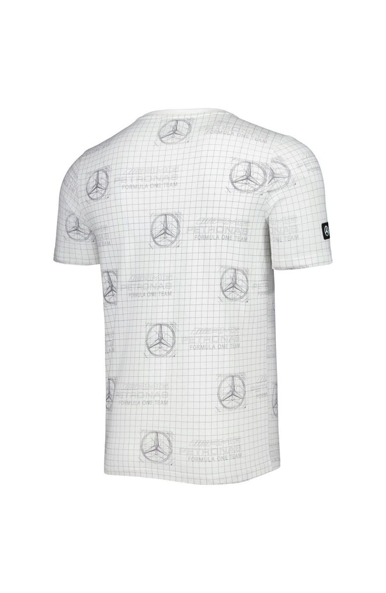 PUMA Men's Puma White Mercedes-AMG Petronas F1 Team Allover Print Logo T-Shirt, Alternate, color, 
