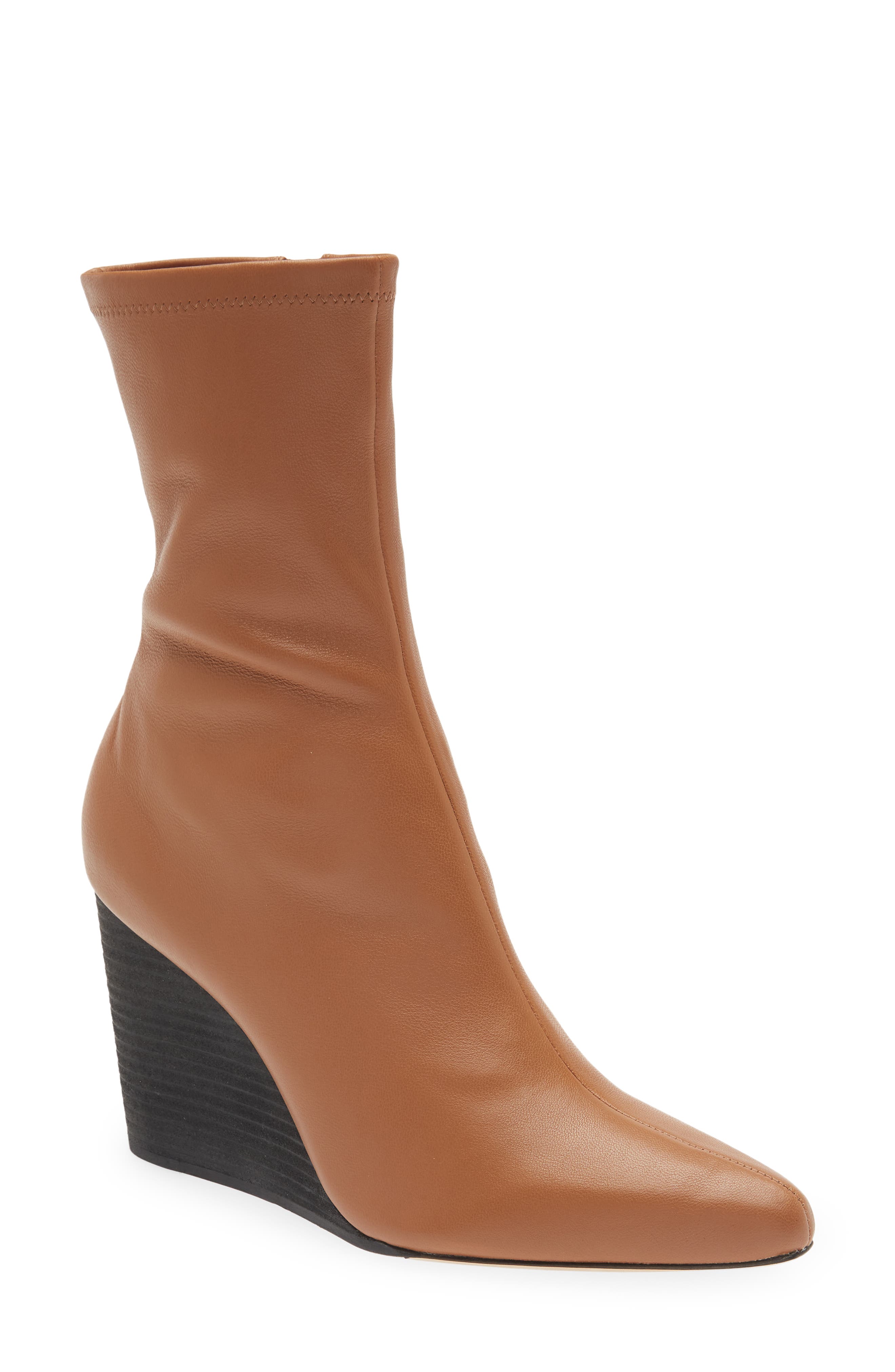 Phoenix Wedge Heel Bootie, Main, color, TOBACCO LEATHER