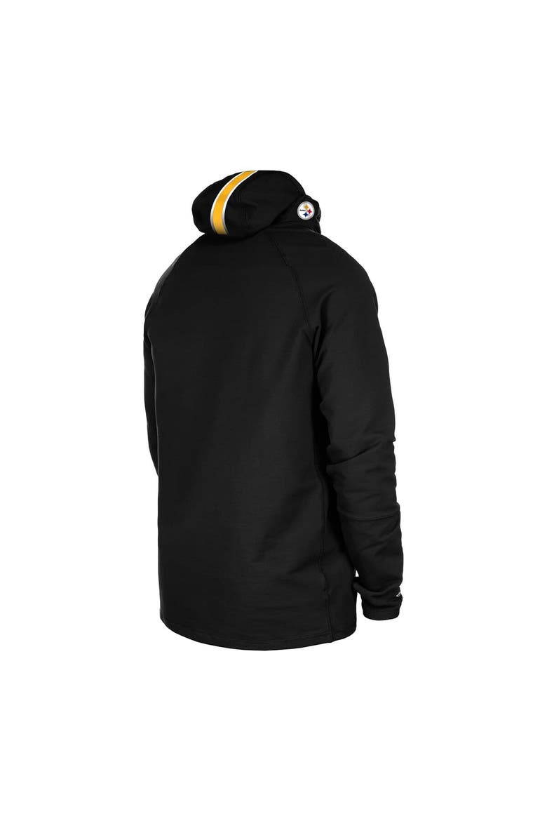Men's New Era Black Pittsburgh Steelers Functional Fandom Balaclava Helmet Stripe Tri-Blend Hoodie, Alternate, color, Black