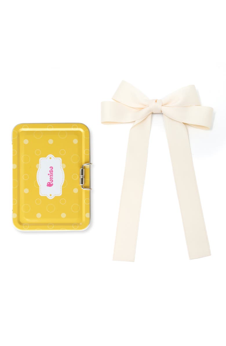 Puttisu Classic Long Ribbon Bow Clip, Alternate, color, Ivory