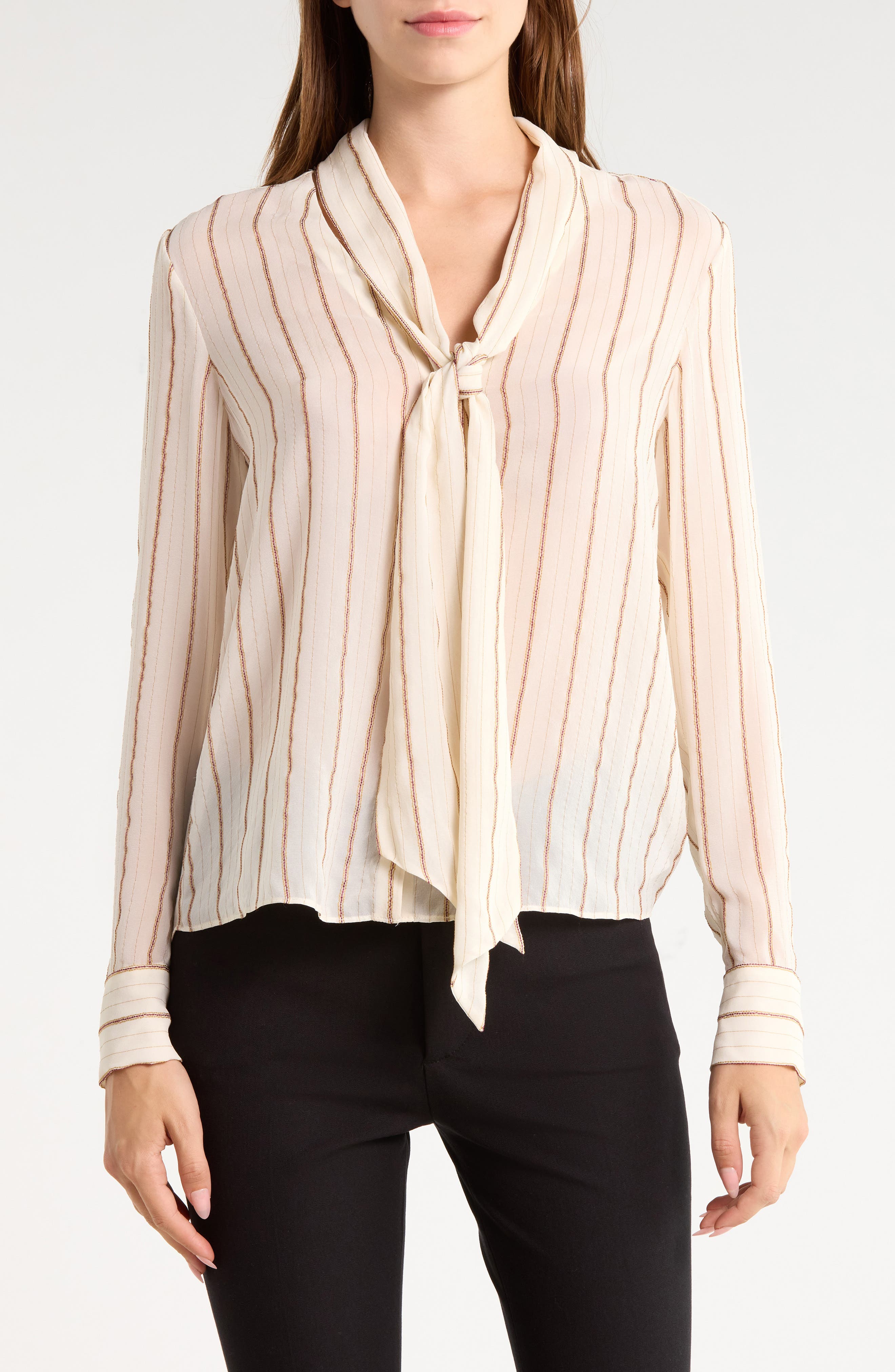 Striped Silk Tie Shirt