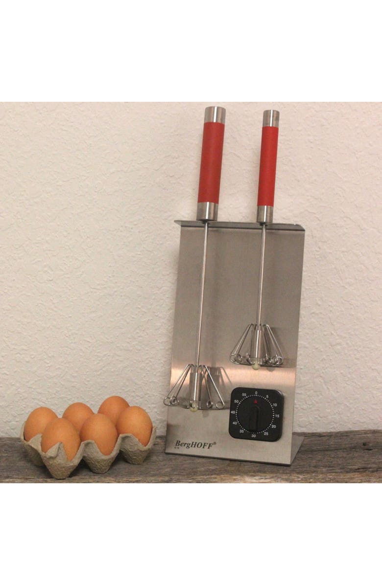 BergHOFF 2-Piece Whisk Set with Timer, Alternate, color, Red/Silver